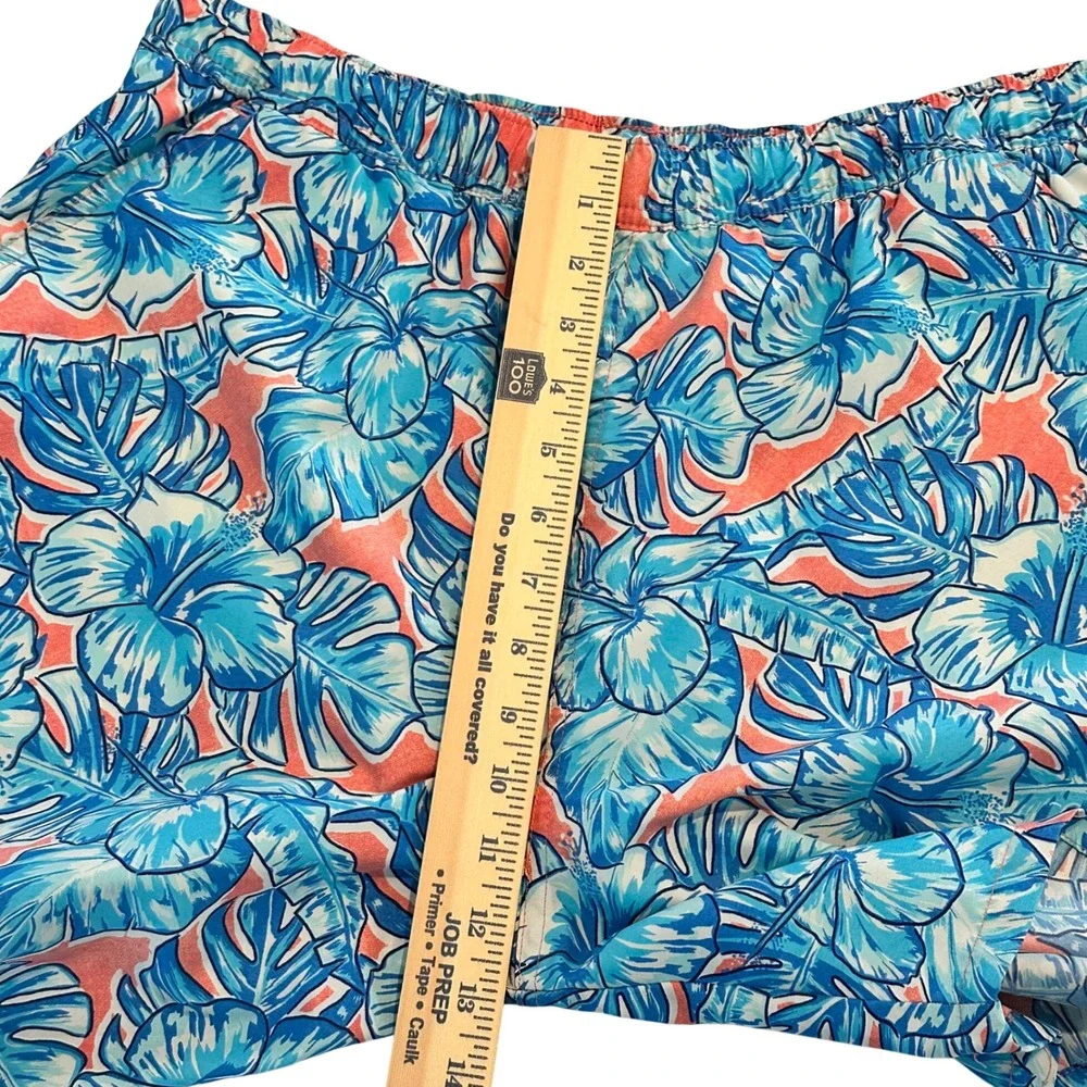 Vineyard Vines‎ Mens Tropical Hibiscus Swim Trunks Blue Coral Pink Medium